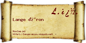 Lange Áron névjegykártya